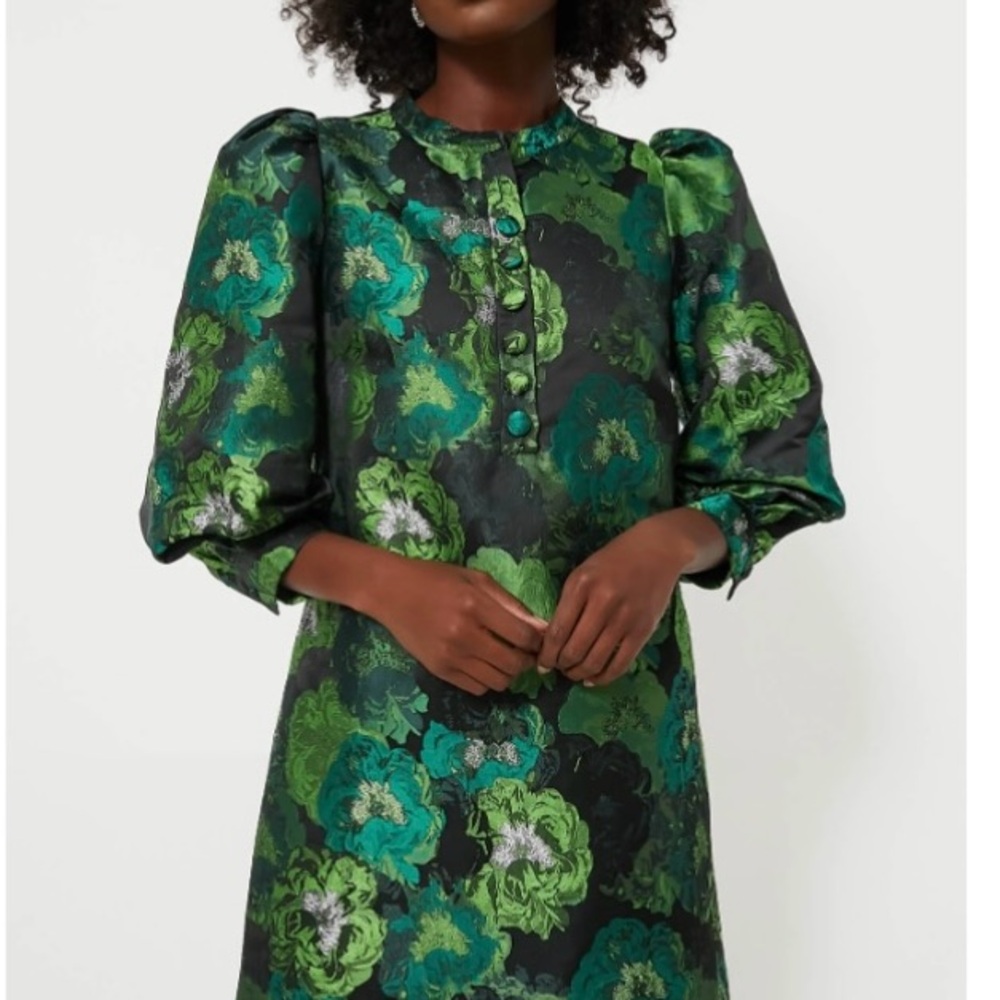 Green Jacquard Samantha Dress by Pomander Place